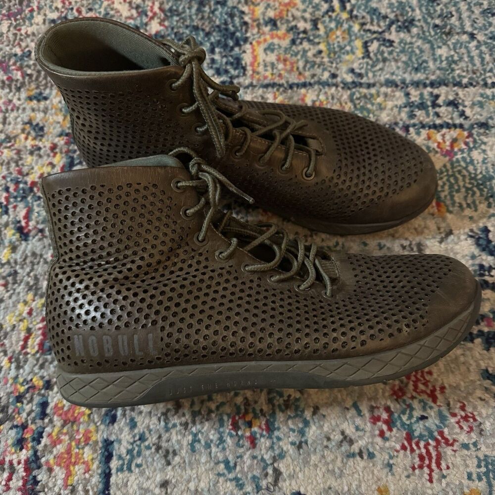 NOBULL Brown Perforated Leather High Top Trainer Sneakers Size Women 10*